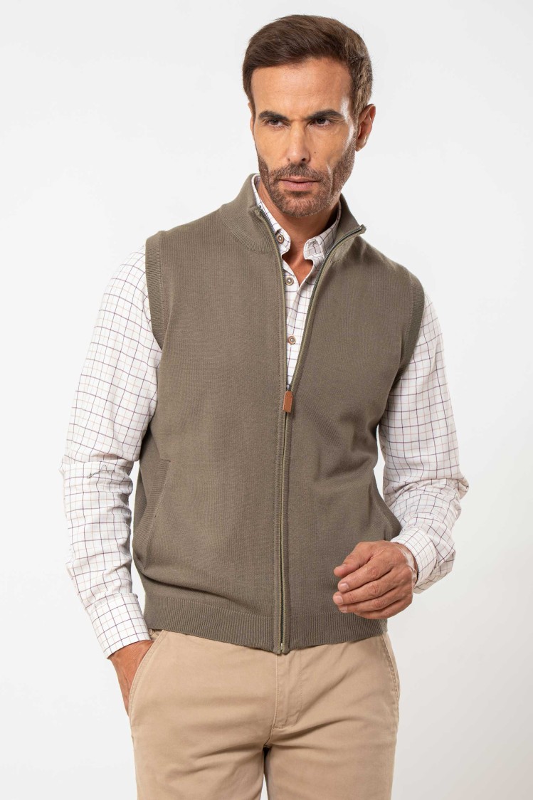 Chaleco de punto fino cierre cremallera
