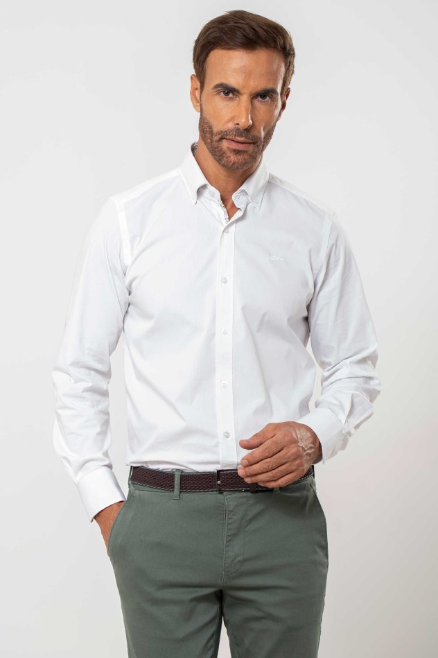 Camisa semientallada algodón elástico