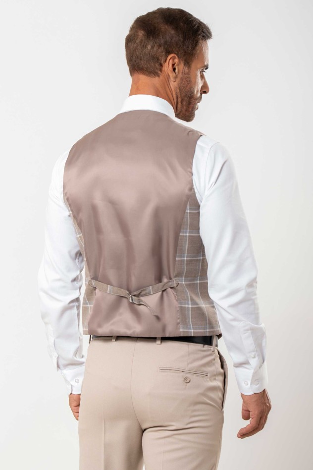 Chaleco cruzado con solapa cuadrícula...