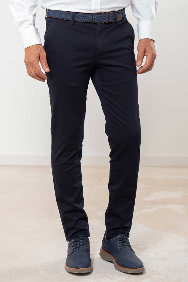 Pantalón chino elástico algodón con...