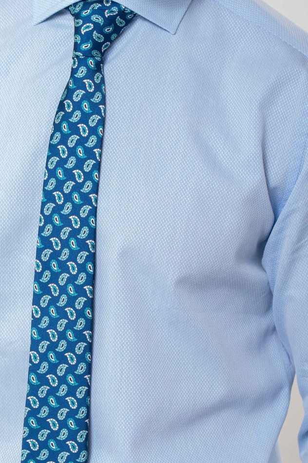 Camisa semientallada azul hilatura...