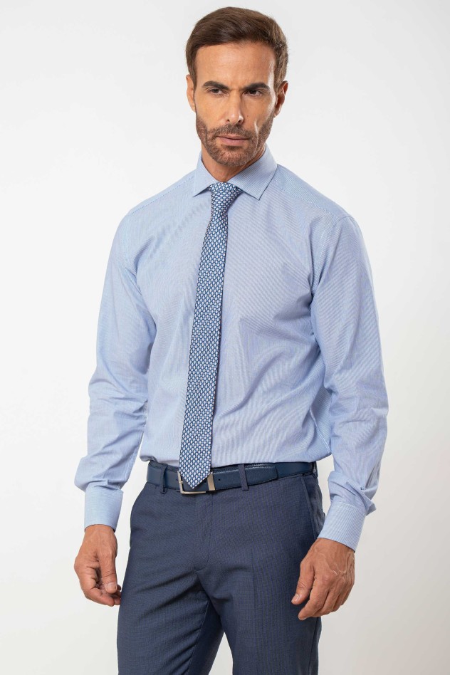 Camisa semientallada listas finas