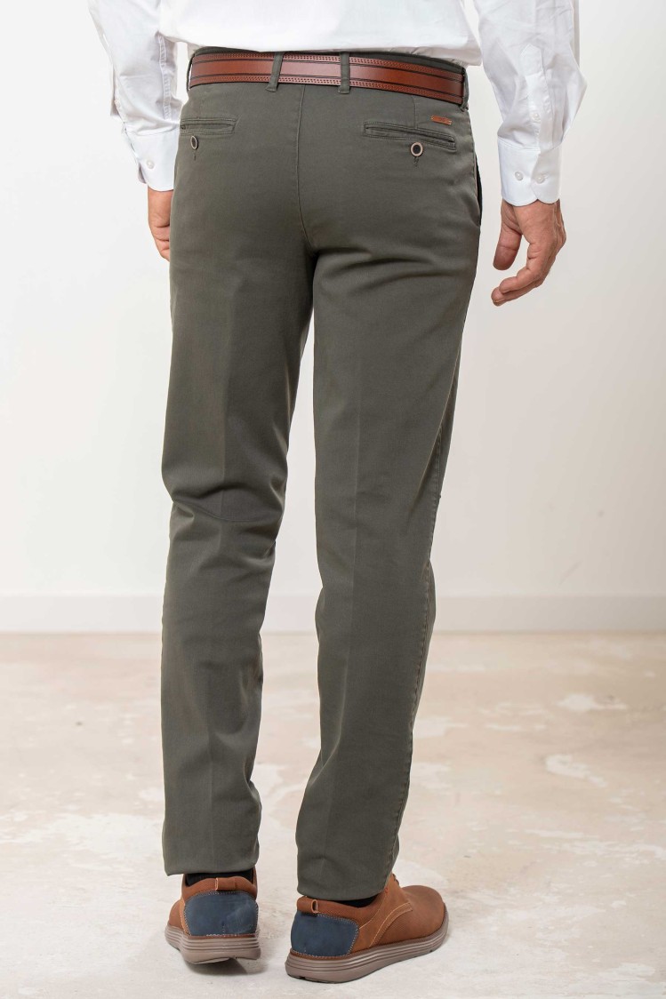 Pantalón chino elástico algodón perchado Regular Fit