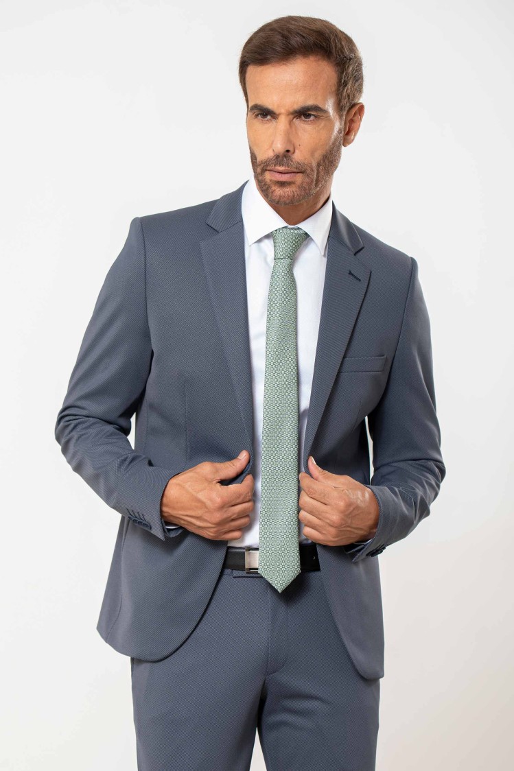 Traje súper elástico micropunto gris Extra Slim