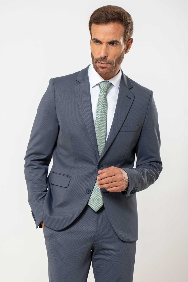 Traje súper elástico micropunto gris Extra Slim